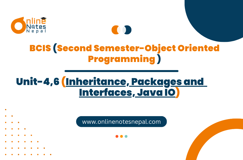 Unit 4,6: Inheritance, Packages and Interfaces, Java IO